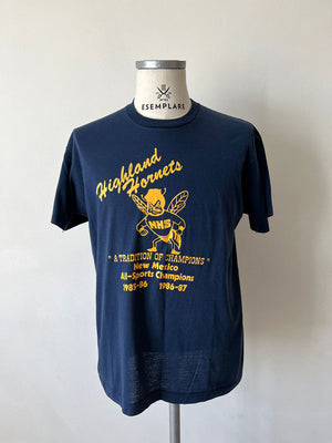T-shirt simple surpiqûre Highland Hornets années 80 - L