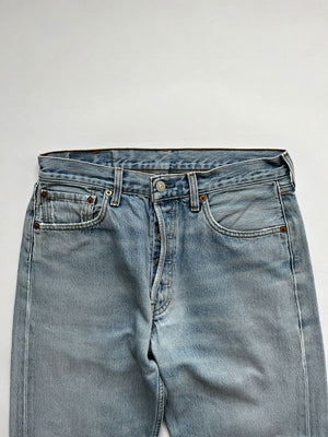 Levi's vintage 501 size 30W 32L. Step into timeless style with this authentic vintage light blue Levi's. Extreme quality fabric with unique color shades.