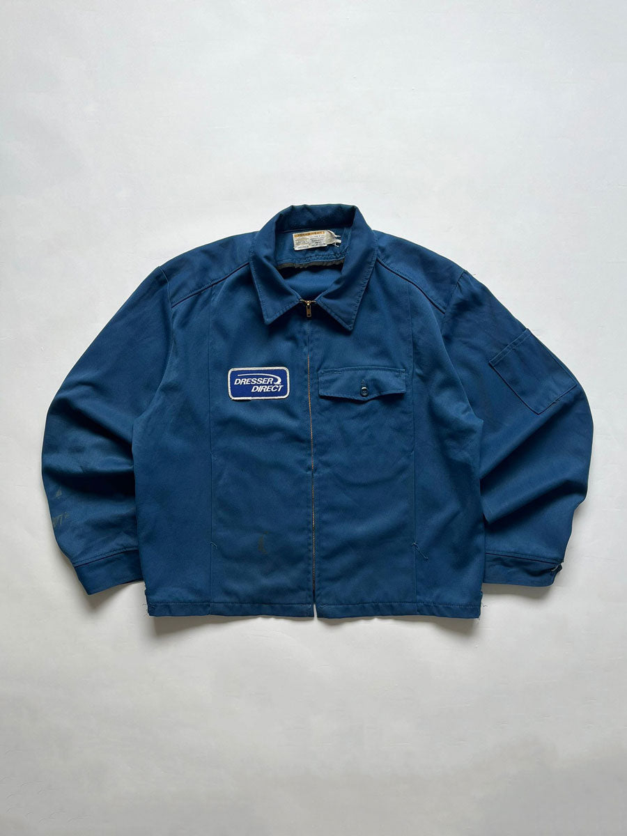 Vintage Work jacket from the 70s “Riverside”. Jacket made in the USA. Zip talon. Front pocket with patch. Boxy fit. Possibility of adding an internal liner.