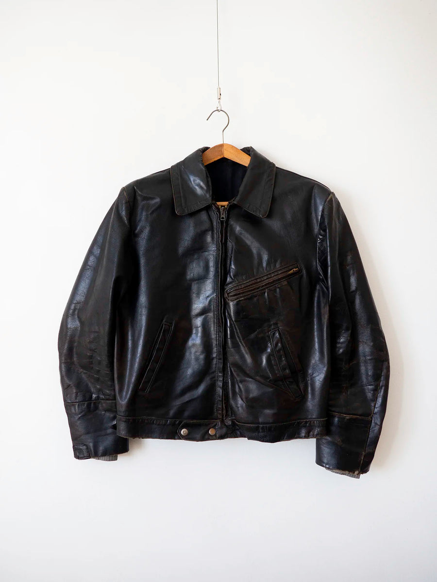60s German Leather Jacket - L