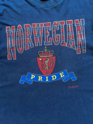 T-shirt à point unique norvégien des années 90 (XL)