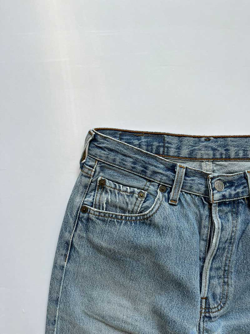 Levi's vintage 501 size 29W 30L. Step into timeless style with this authentic vintage light blue Levi's. Extreme quality fabric with unique color shades.