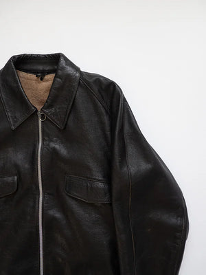 Blouson Tank en cuir de chèvre italien années 80 - XL