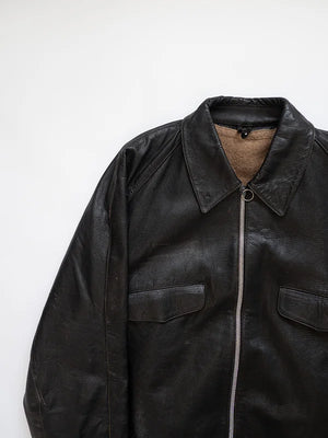 Blouson Tank en cuir de chèvre italien années 80 - XL
