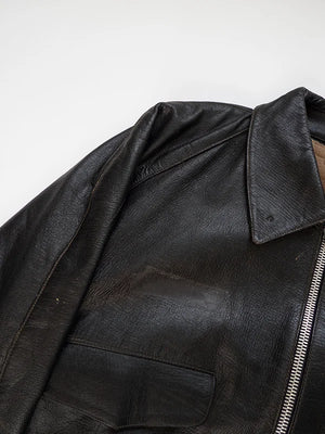 Blouson Tank en cuir de chèvre italien années 80 - XL