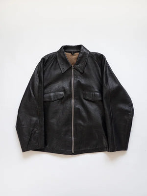 Blouson Tank en cuir de chèvre italien années 80 - XL