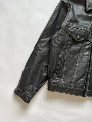 80s Leather Trucker Jacket - M