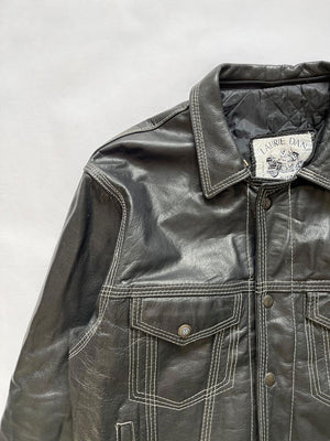 80s Leather Trucker Jacket - M