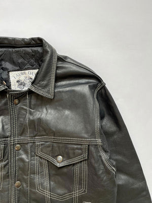 80s Leather Trucker Jacket - M