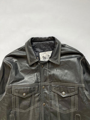 80s Leather Trucker Jacket - M