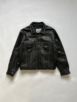 80s Leather Trucker Jacket - M