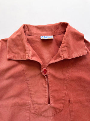 Blouse de pêcheur française vintage années 80 saumon XL