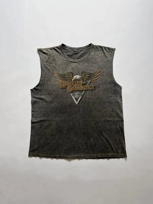 Vintage 1990s Harley Davidson Tank Top Eagle graphic. In excellent condition, size XL. Color gray. Perfect Harley biker aesthetics.