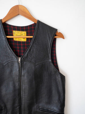 70s Italian Leather Vest - S/M