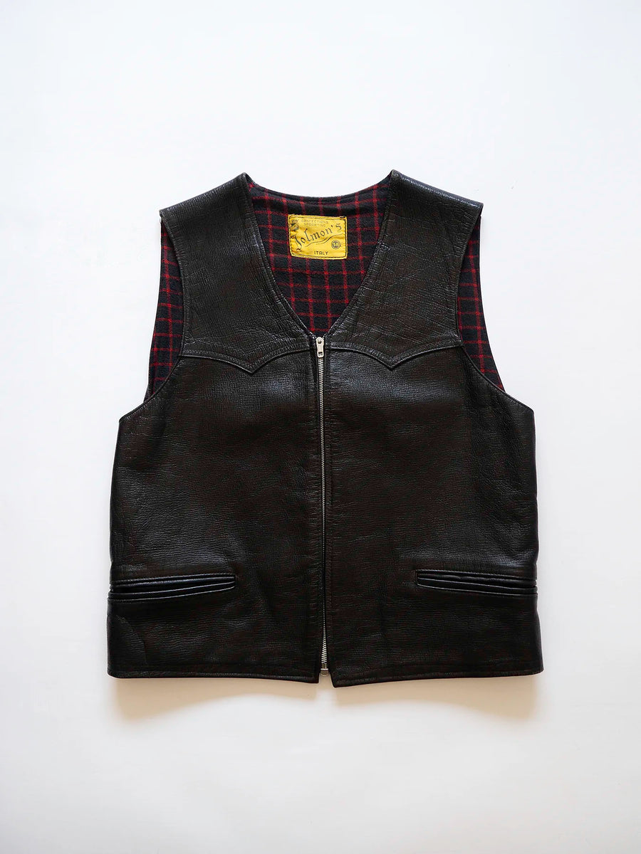 70s Italian Leather Vest - S/M