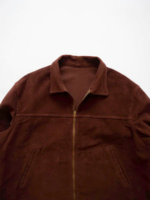 50s French Brown Moleskin Cyclist Jacket - L