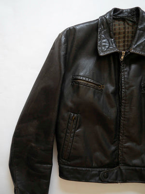 40s 50s German Bike Leather Jacket - S