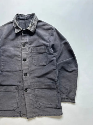 Veste de travail en moleskine noire des années 50 - M
