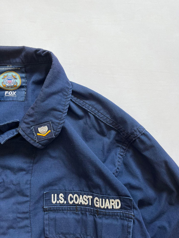 Coast Guard Dress Uniform Ripstop. Size medium. Operational uniform button up dress shirt. Vintage U.S.A Coast Guard Jacket. Made usa. Production Fox Apparel.