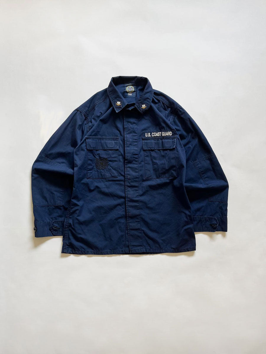 Coast Guard Dress Uniform Ripstop. Size medium. Operational uniform button up dress shirt. Vintage U.S.A Coast Guard Jacket. Made usa. Production Fox Apparel.