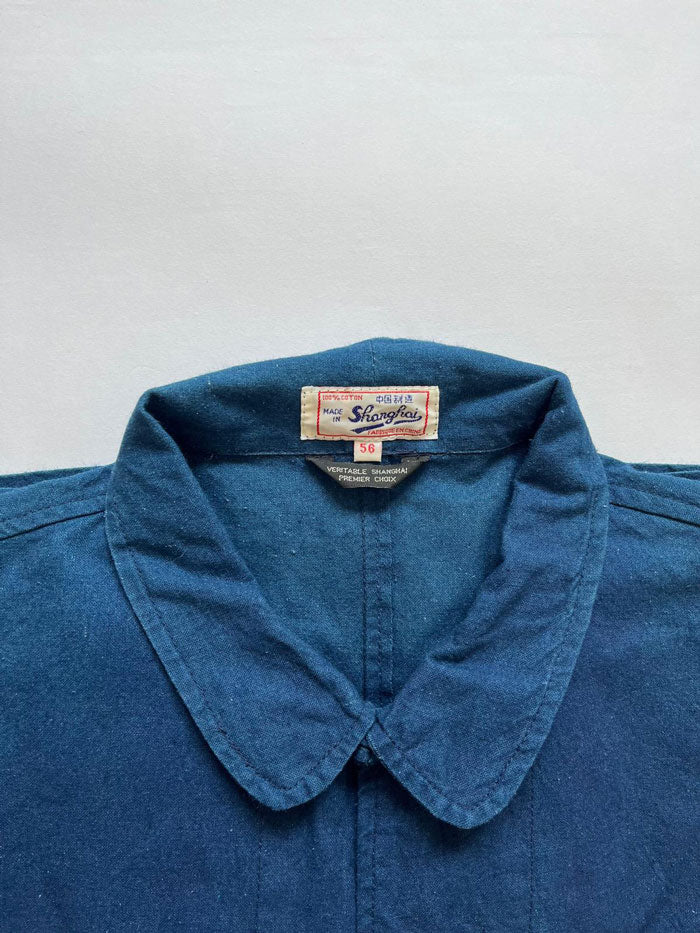Chinese chore jacket 70s by Shanghai. Moleskine. Iconic vintage workwear piece that represents the perfect fusion between French clothing and Chinese clothing.