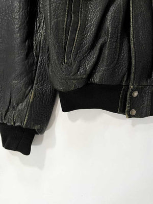 Veste aviateur en cuir noir Expresso des années 90 - L