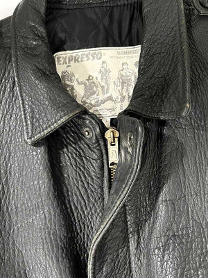 Aviator jacket vintage in leather, Expresso brand. Made in France. Produced with high quality leathers, this jacket offers an unparalleled comfort experience.