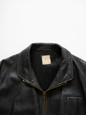 70s French Air Force Pilot Leather Jacket - L