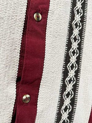 Guayabera bordeaux mexicaine vintage M