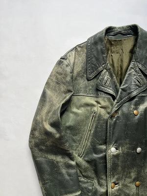 50s 60s German leather jacket Brauch and Frey - XL