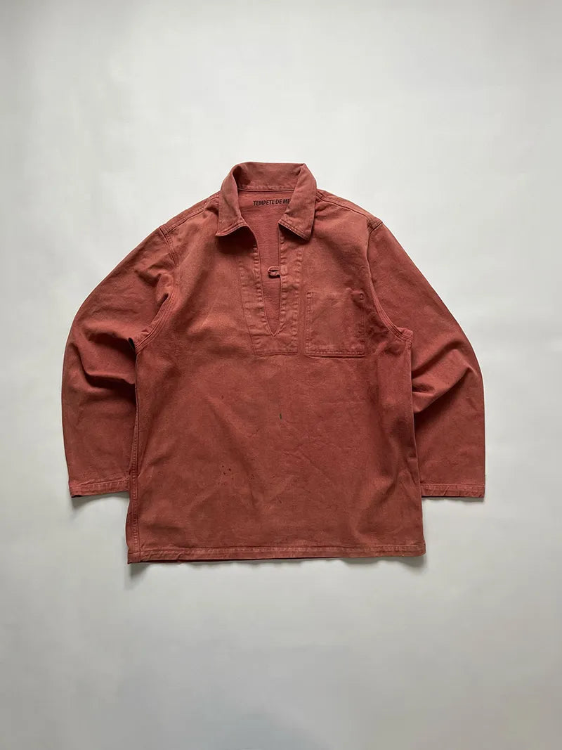 Salmon French Fisherman Smock. Tempete de Mar. Produced approximately in the 90s. Size X-Large. Classic smock construction with internal pockets.