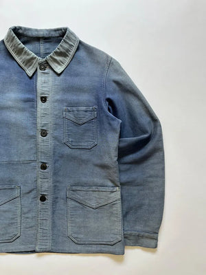 Veste de travail bleue en moleskine années 40 50 Tiss Acier - S