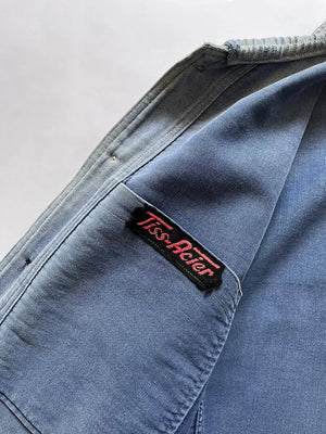 Veste de travail bleue en moleskine années 40 50 Tiss Acier - S