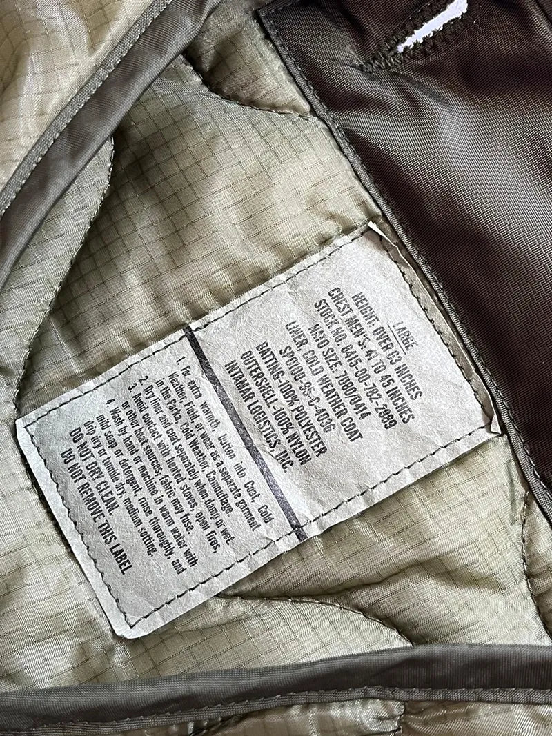 Label liner - Size large - original label us army vintage