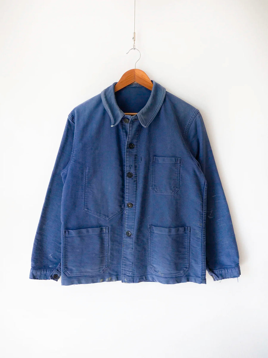 60s Blue Moleskin Work Jacket Beau-Fort - M