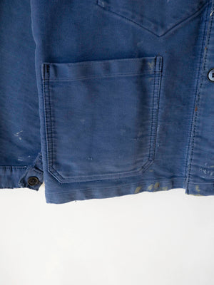 60s Blue Moleskin Work Jacket Beau-Fort - M