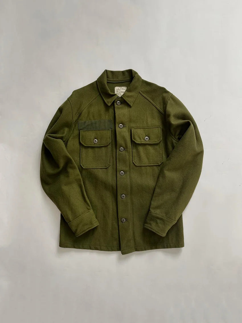 Vintage 50–70s OG-108 wool uniform shirts. “Olive Green 108” defines a dark green color engineered to meet military field requirements. Second pattern.