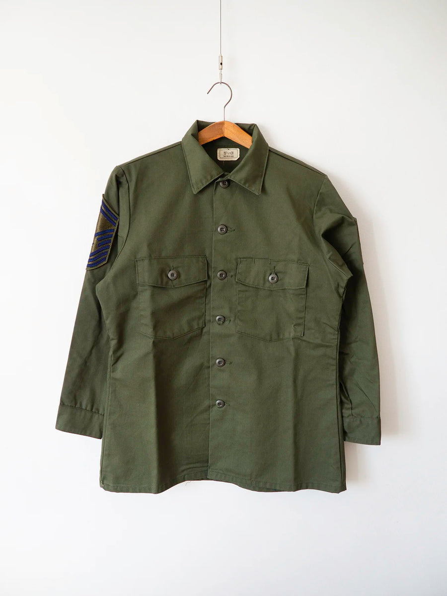 OG-507 vintage US Air Force utility shirt, size XL, with a Chief Master Sergeant rank patch on the left sleeve.