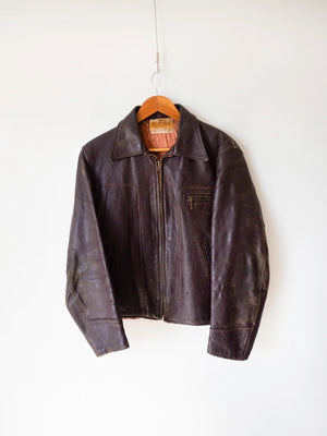 Giacca Penney's in pelle di cavallo anni 50, vista frontale intera