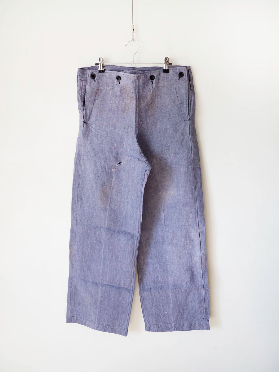 Pantaloni Marina Francese in ramie anni '50, vista frontale