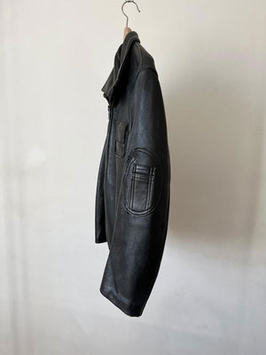 Blouson pilote civil en cuir français GVF années 70 - M/L