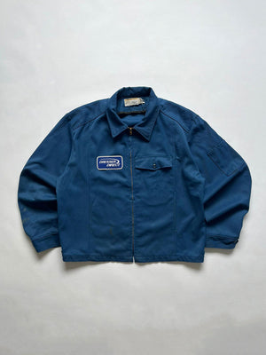 Vintage Work jacket from the 70s “Riverside”. Jacket made in the USA. Zip talon. Front pocket with patch. Boxy fit. Possibility of adding an internal liner.