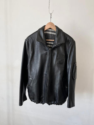 Blouson pilote civil en cuir français GVF années 70 - M/L