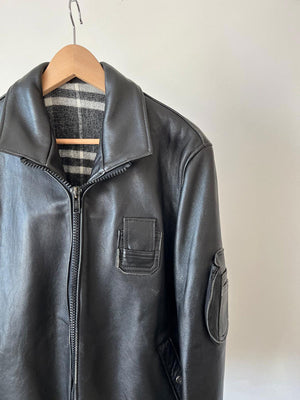 Blouson pilote civil en cuir français GVF années 70 - M/L