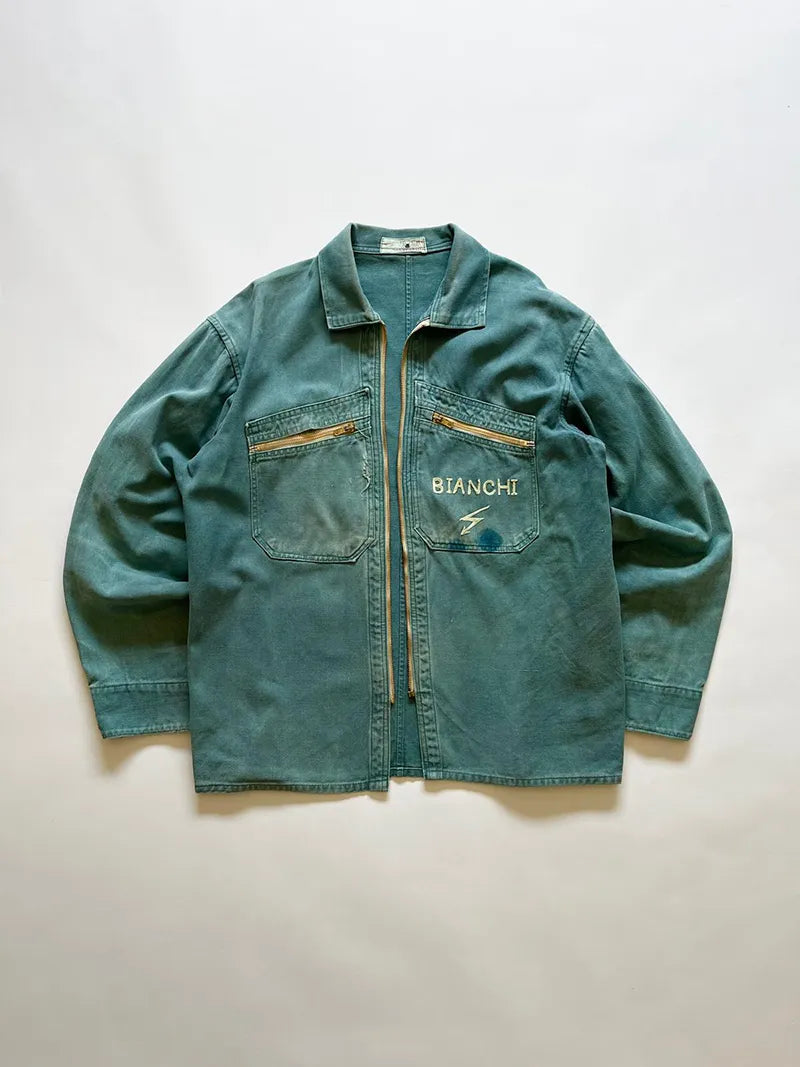 60s French Cyclist Jacket La Cigogne Blue - L