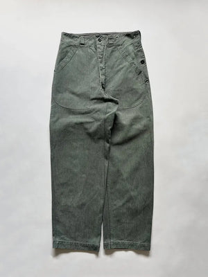 Vintage Swiss Army Work Pants in denim, made for the government from 1950 to 1990 and used primarily by the Swiss army and prison guards. Size W32 L34