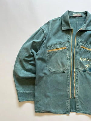 60s French Cyclist Jacket La Cigogne Blue - L