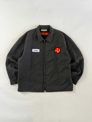 Red kap jacket produced in the 1990s by Red Kap. Quality fabric and perfectly maintained over time. Talon zip and double patch applied on the front. Positioned on a neutral white background.