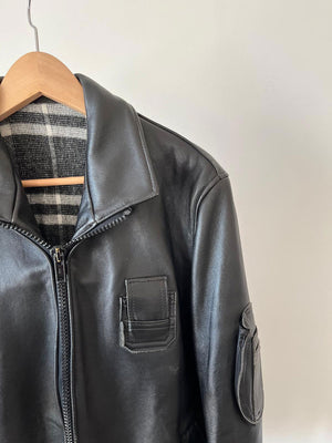Blouson pilote civil en cuir français GVF années 70 - M/L