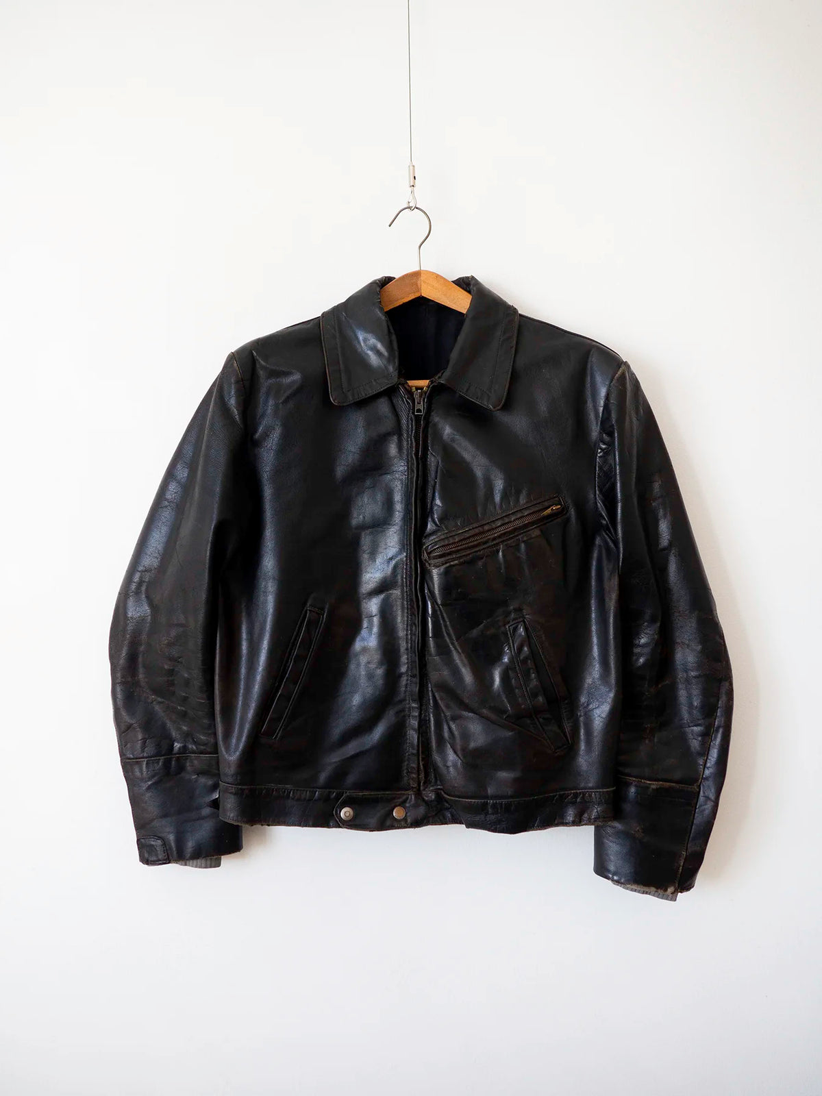 Blouson en cuir allemand des années 60 - L